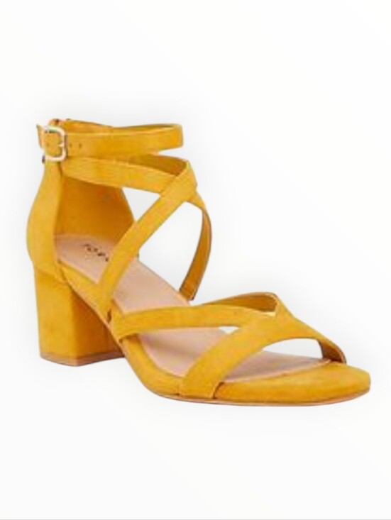 torrid Shoes - Torrid 9.5 Ww Extra Wide Mustard Strappy Block Heel Sandal